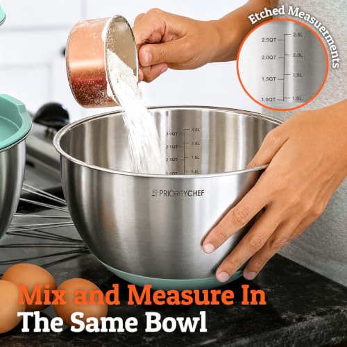 Premium Mixing Bowls With Lids Set (Turquoise)