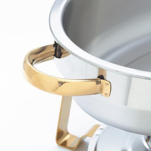 6 qt Silver Malibu Oval Stainless Steel Chafer with Accents (6 Quart (Oval))