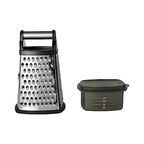 Gourmet 4 Sided Stainless Steel Box Grater with Detachable Storage Container