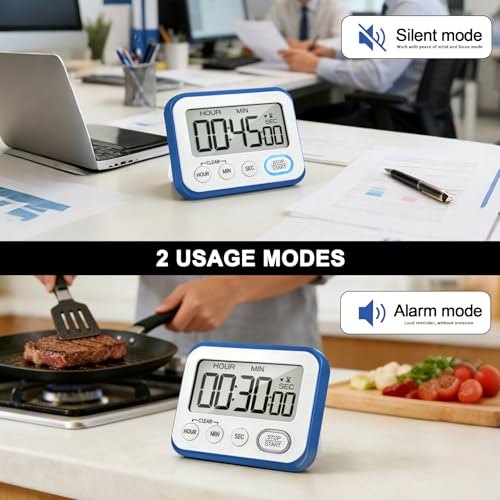Digital Kitchen Timer Magnetic Loud Alarm (Blue)