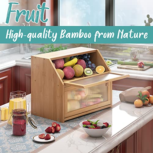 Bread Box for Kitchen Counter (Natural / Large)