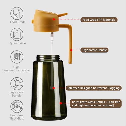 Olive Oil Dispenser and Oil Sprayer (Yellow / 1 Pack)