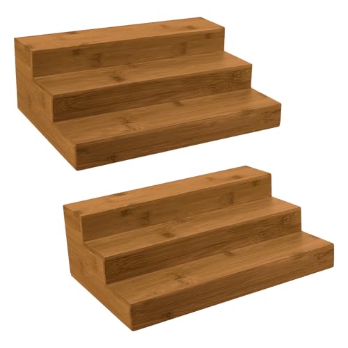 Bamboo Spice Rack Organizer for Cabinet 2 Pack