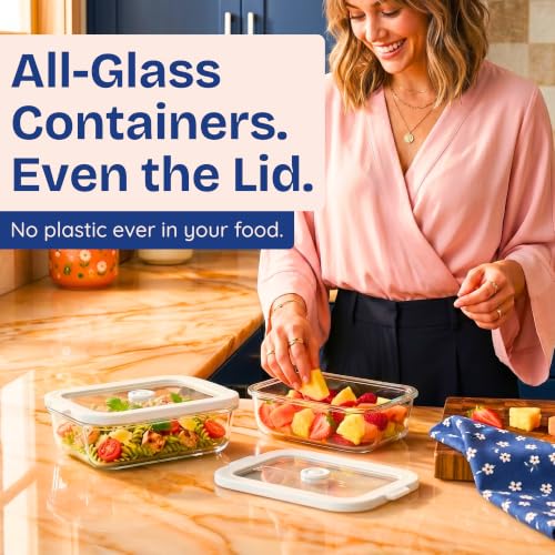 Non Toxic Glass Food Containers with Lids (Gray / Multi Size)