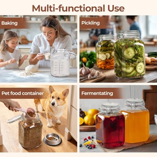 Square Glass Pantry Jars with Airtight Lids