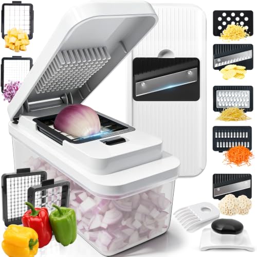 Vegetable Chopper Mandolin Slicer with Container (White)