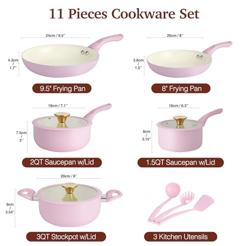 M MELENTA Pots and Pans Set Non Stick
