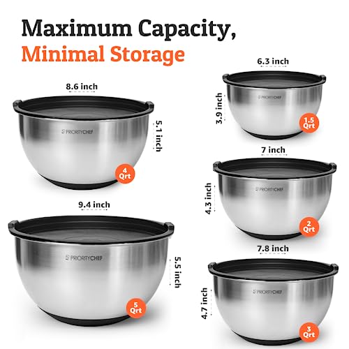 Premium Mixing Bowls With Lids Set (Black)