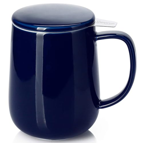 Big Porcelain Tea Mug with Infuser and Lid