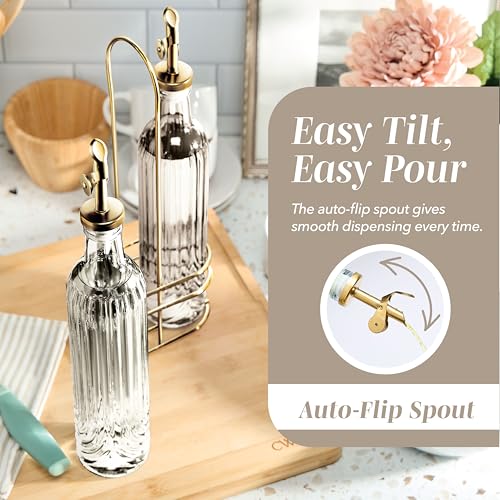 Glass Olive Oil Bottle Dispenser (Elegant Fluted / Brown)