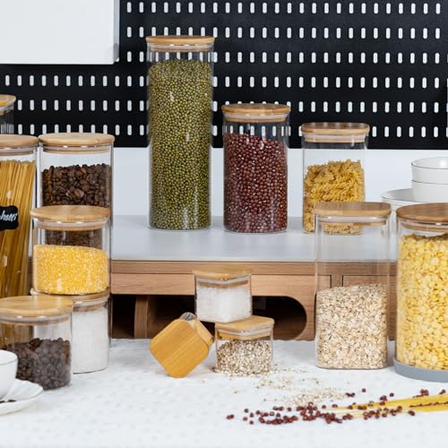 Airtight Glass Square Storage Containers with Bamboo Lids