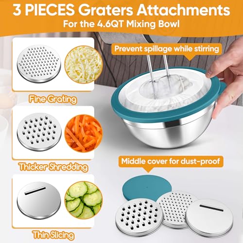 5 Piece Mixing Bowls with Visible Lids (Colorful / 4.6, 3.5, 2.5, 2, 1.5QT)