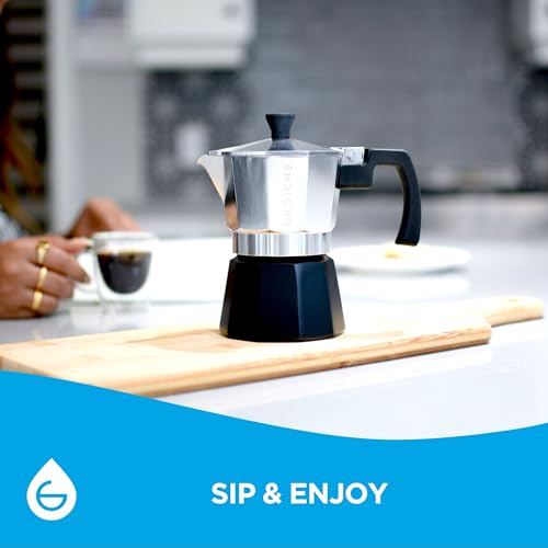 Milano Stovetop Espresso Maker Moka Pot 3 espresso Cup Tuxedo Black (3 espresso cups / Tuxedo, Black)