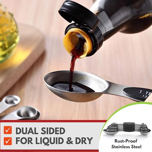 Stainless Steel Magnetic Measuring Spoons Set of 8 with Leveler