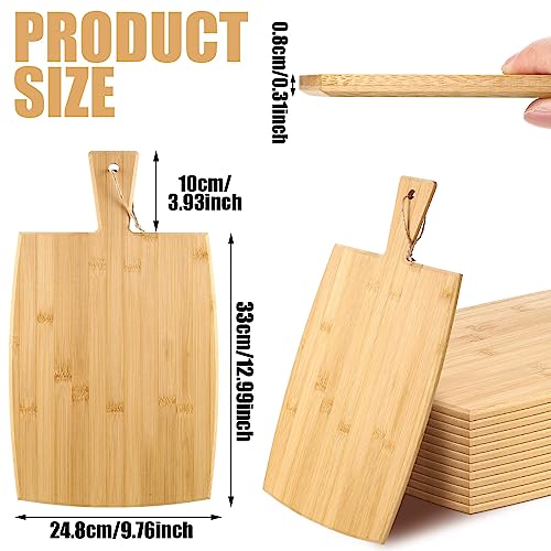 12 Packs Wooden Cutting Board Set with Handles Large Kitchen Serving Plain Chopping Board Bulk Gifts for Mom for Vegetables Meat Pizza Cheese Fruit Bread (17 x 10 Inch)