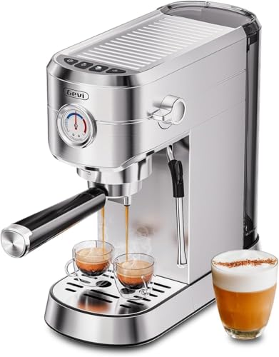 20 Bar Compact Espresso Machine for Home (Sterling Silver)