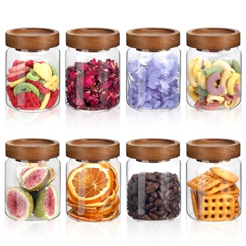 Glass Spice Jar Coffee Sugar Container Airtight Glass Jar Food Storage Canisters Bottle for Kitchen Seasoning Tea Herb Overnight Oats Bar Parfait Snacks
