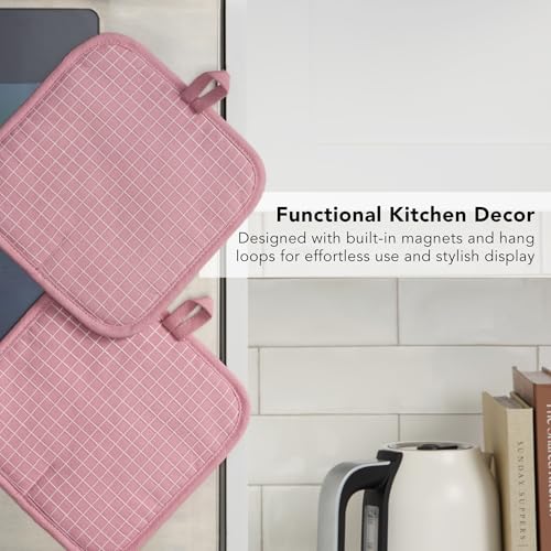 Gourmet Series Gridlines Pot Holders 2 (Dried Rose)