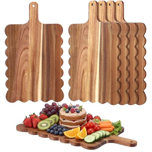 6 Pcs Acacia Wood Scalloped Cutting Boards 16.5 x 11 Inches (16.5x11 Inch)