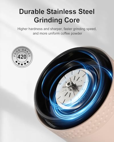 Portable Electric Burr Coffee Grinder (Light Beige)