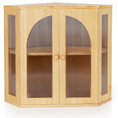 Corner Bread Box for Kitchen Countertop (Natural)