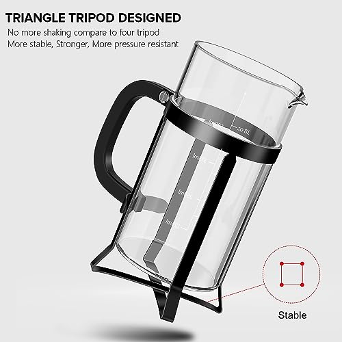 French Press Coffee Maker 304 Stainless Steel Coffee Press with 4 Filter