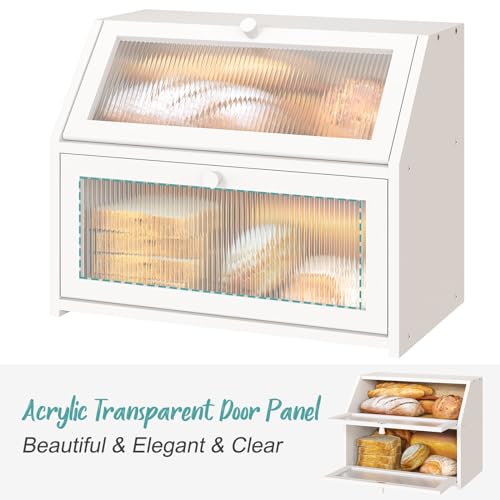White Bread Box for Kitchen Counter (White / Large)