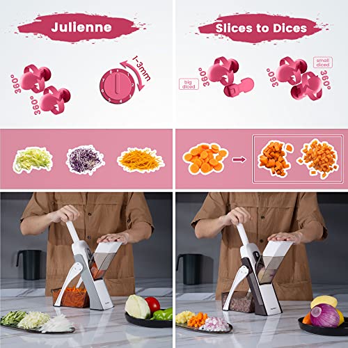 Safe Mandoline Slicer for Kitchen (Red)
