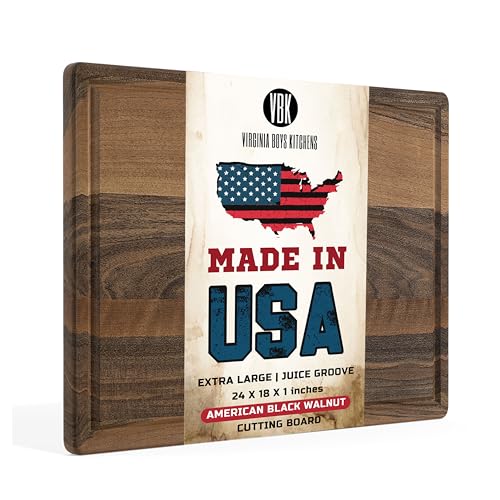 Made in USA Extra Large Walnut Wood Cutting Board (18"L x 24"W)