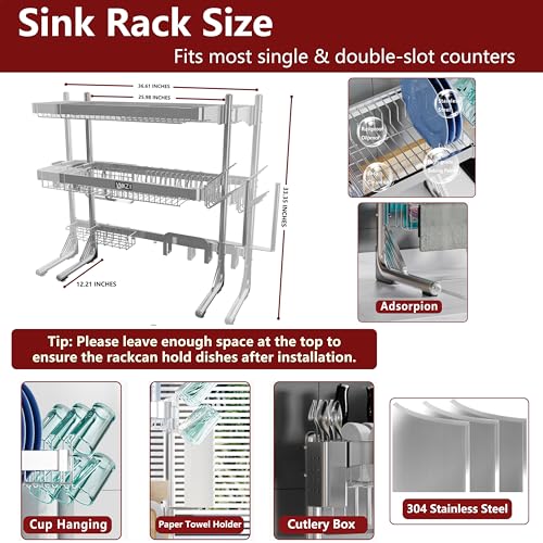 1 Tier Full Stainless Steel Adhesive Caddy Shelf Organizer (Silver / 1 Tier)