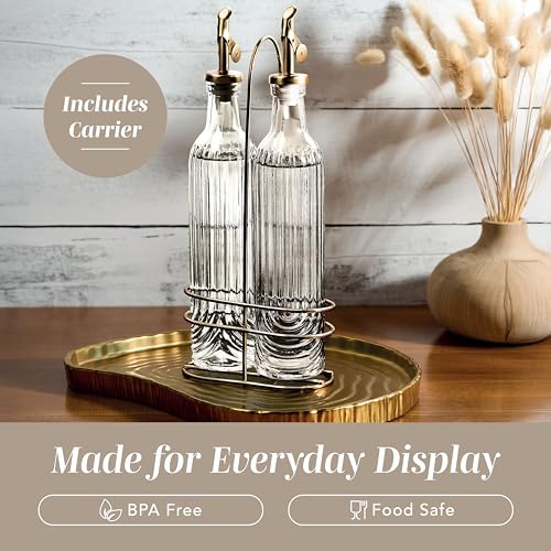Glass Olive Oil Bottle Dispenser (Elegant Fluted / Brown)