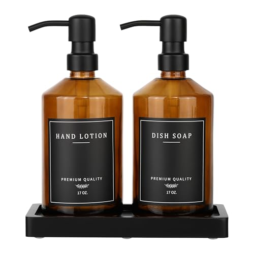 Glass Kitchen Soap Dispenser Set