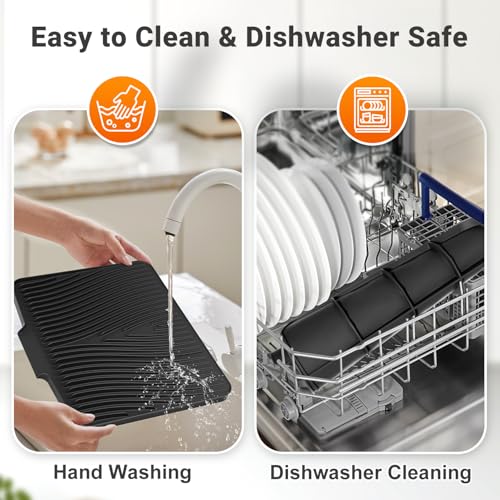 Silicone Dish Drying Mat for Kitchen counter (Black / 15.8" x 13")
