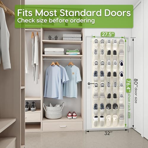 Over the Door Shoe Organizer with 40 Large Breathable Mesh Pockets