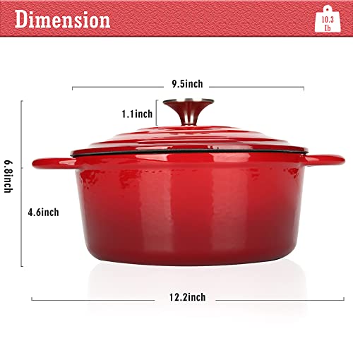 4.5 Quart Enameled Cast Iron Dutch Oven with Self (Red / 4.5QT)