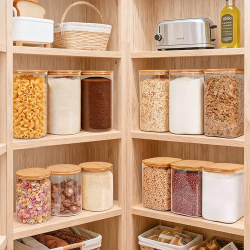 Square Glass Pantry Storage Containers with Lids