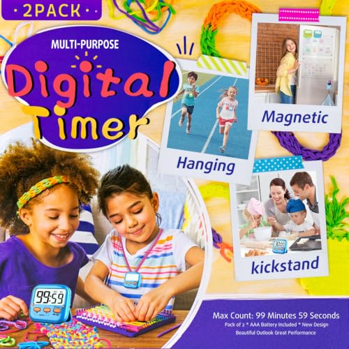 2 Pack Digital Timer for Kids Teacher Classroom Kitchen Office (2 Pack * Lovely Green + Blue / 2 Pack)