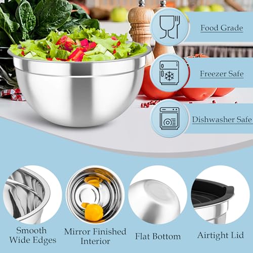 Stainless Steel Mixing Bowls with Lids & 3 Graters