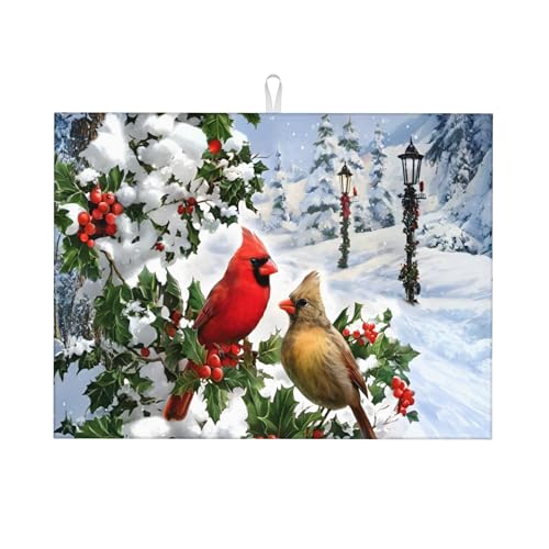 Birds Dish Drying Mat for Kitchen Counter Washable Drying Mat Absorbent Drying Pad