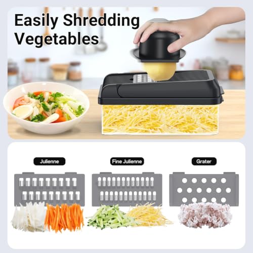 15-in-1 Vegetable Chopper with 10 Blades, Food Veggie Cutter, Gray (Gray / 10 Blades)