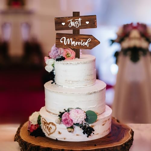 Rustic Cake Topper for Wedding & Engagement in Wood