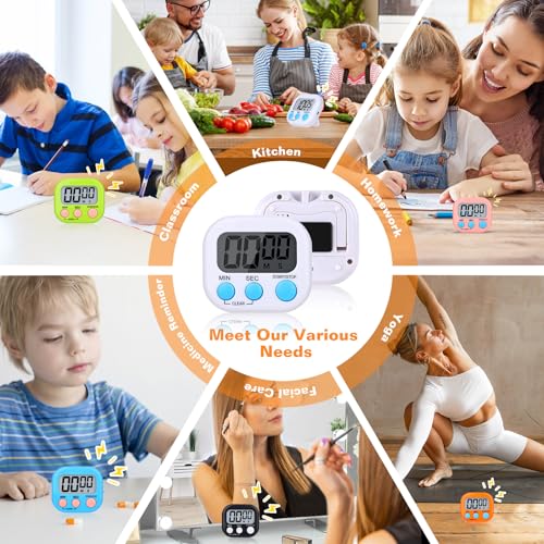 12 Pack Digital Kitchen Timers (6 Colors / 12 Pack)