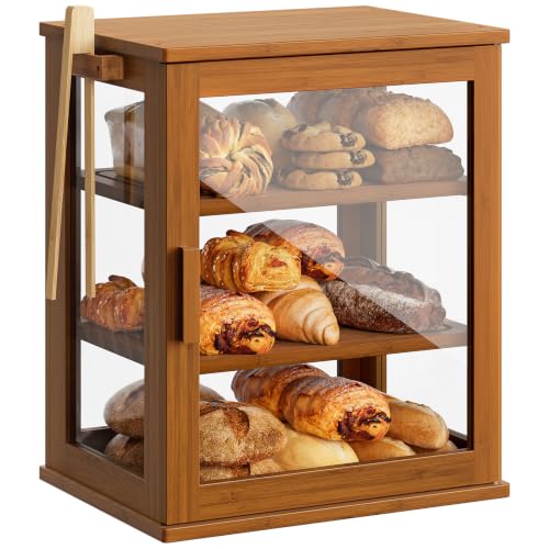 Bread Box for Kitchen Countertop (Caramel / Medium)