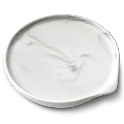 Spoon Rest Ceramic Spoon Rest for Kitchen Counter Dishwasher Safe Marble Decor Spoon Holder for Kitchen