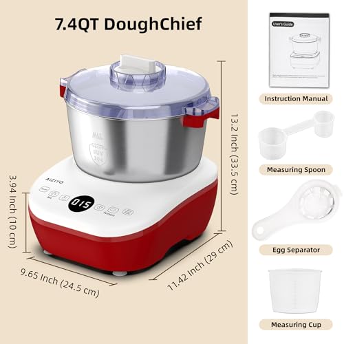 DoughChief 7.4QT Dough Mixer (Red / 7.4 QT)