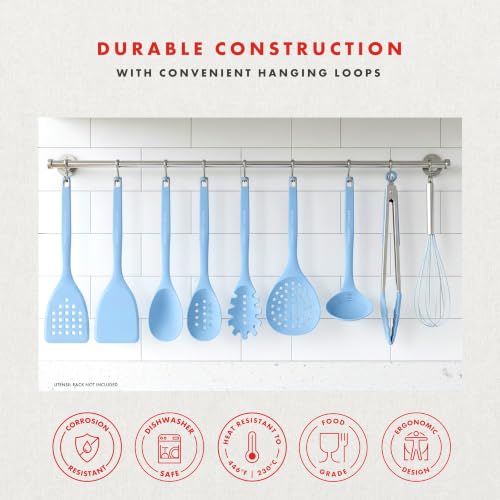 Lagasse 10 Piece Silicone Kitchen Utensil Set with Holder (Blue)