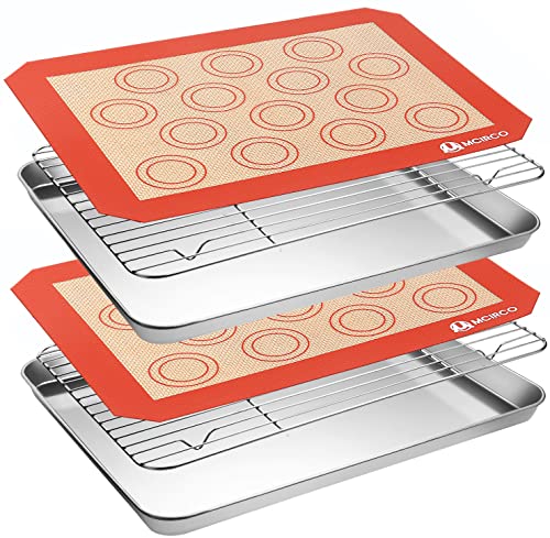 Baking Sheet with Cooling Rack with Silicone Baking Mat Set