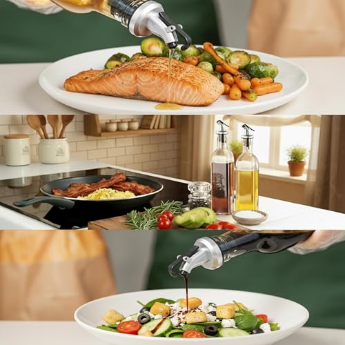 Oil Bottles for Kitchen 6 Pack (Clear / 17 Ounces-6 Pack)