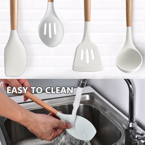 Silicone Kitchen Utensils Set of 5 (Standard 5-Piece Set / White)