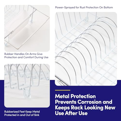Dish Drying Rack Over The Sink Expandable to 24.5" Dish Drainer (White / 15.75" x 12" x 5")